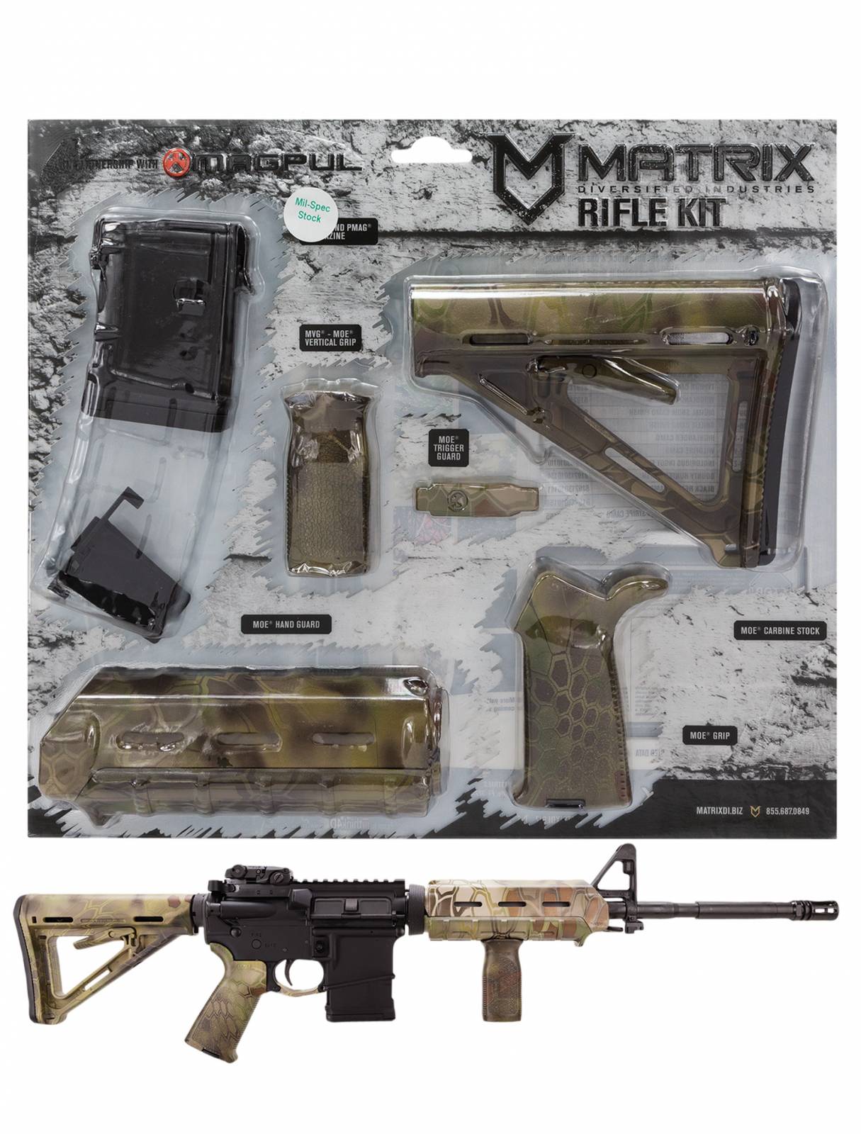 AR-15 Magpul Furniture Kit Mil Spec Kryptek Mandrake | Tombstone